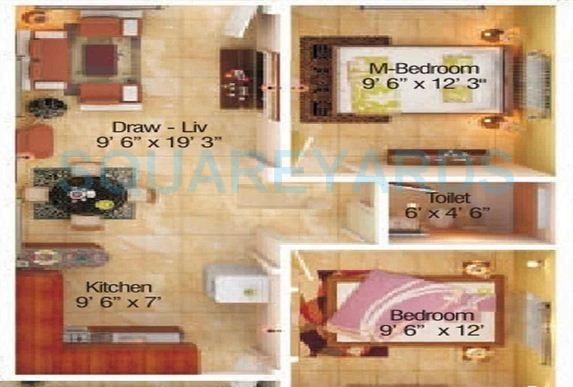 2 BHK 905 Sq. Ft. Apartment