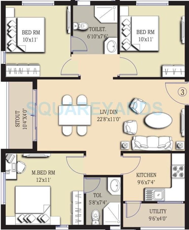 Other, prajay-megapolis 3 Bedroom 1215 Sq.Ft. Apartment In Kukatpally Hyderabad 9091089