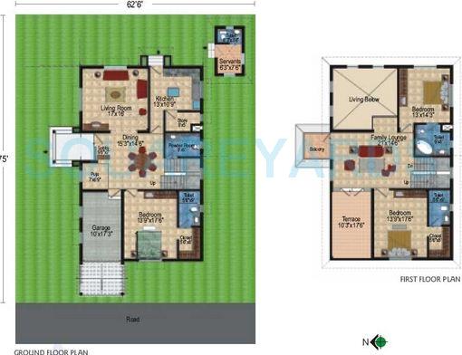Floor plan of 3 BHK 3700 Sq. Ft. Villa in Prajay Celebrity Villas, Hyderabad