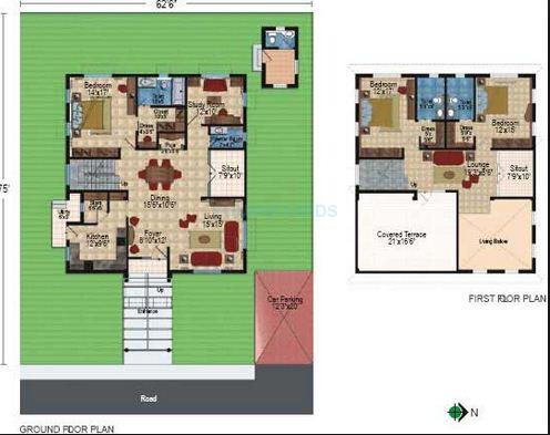 Floor plan of 4 BHK 4250 Sq. Ft. Villa in Prajay Celebrity Villas, Hyderabad