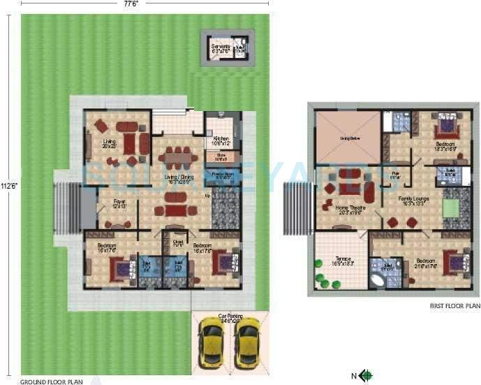 Floor plan of 4 BHK 4680 Sq. Ft. Villa in Prajay Celebrity Villas, Hyderabad