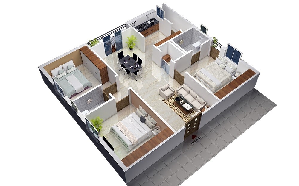 3 BHK 1390 Sq. Ft. Apartment