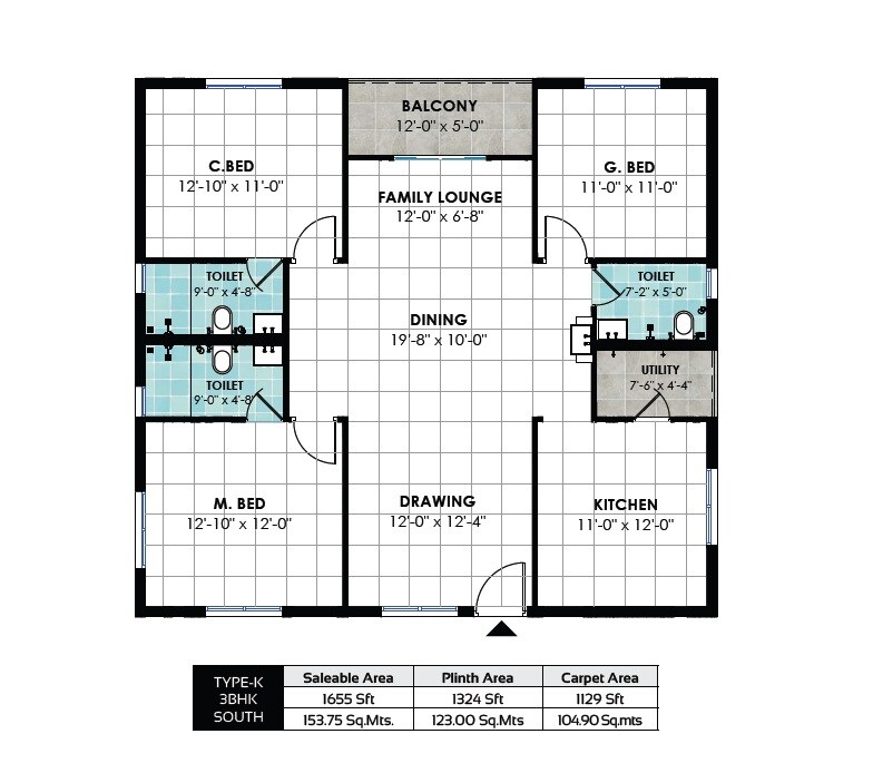 3 BHK 1655 Sq. Ft. Apartment