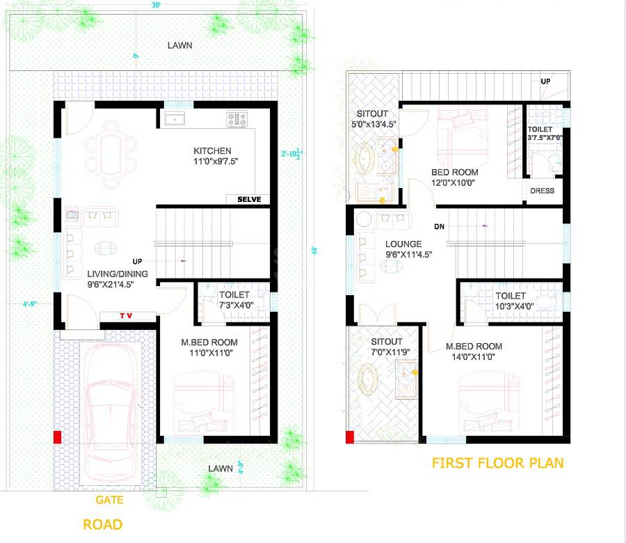 Floor plan of 3 BHK 1618 Sq. Ft. Villa in Praneeth Pranav Blooms, Hyderabad