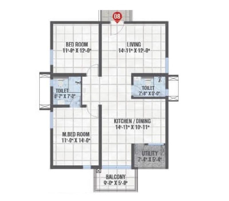 2 BHK 1305 Sq. Ft. Apartment