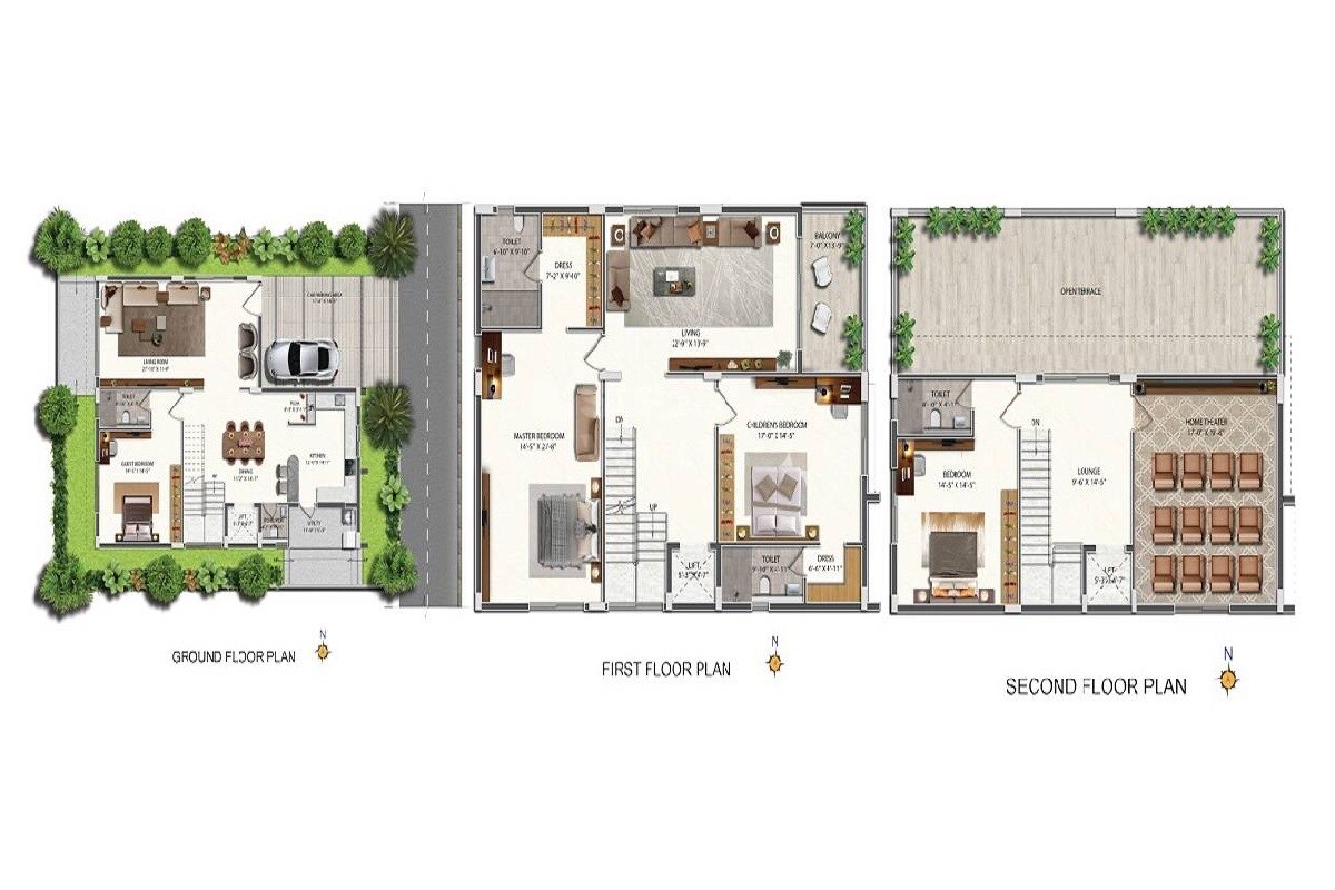 Floor plan of 4 BHK 4504 Sq. Ft. Villa in Praneeth Pranav Venetia, Hyderabad