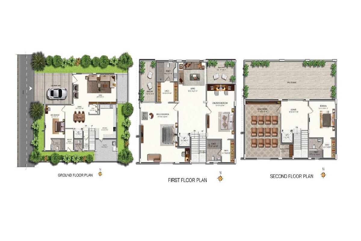 Floor plan of 4 BHK 5250 Sq. Ft. Villa in Praneeth Pranav Venetia, Hyderabad