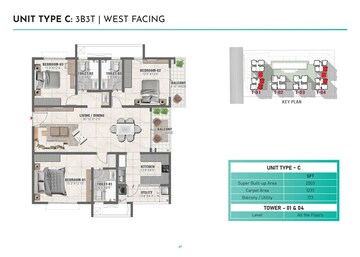  3 BHK Apartment at Prestige Clairemont, Kokapet – for Sale