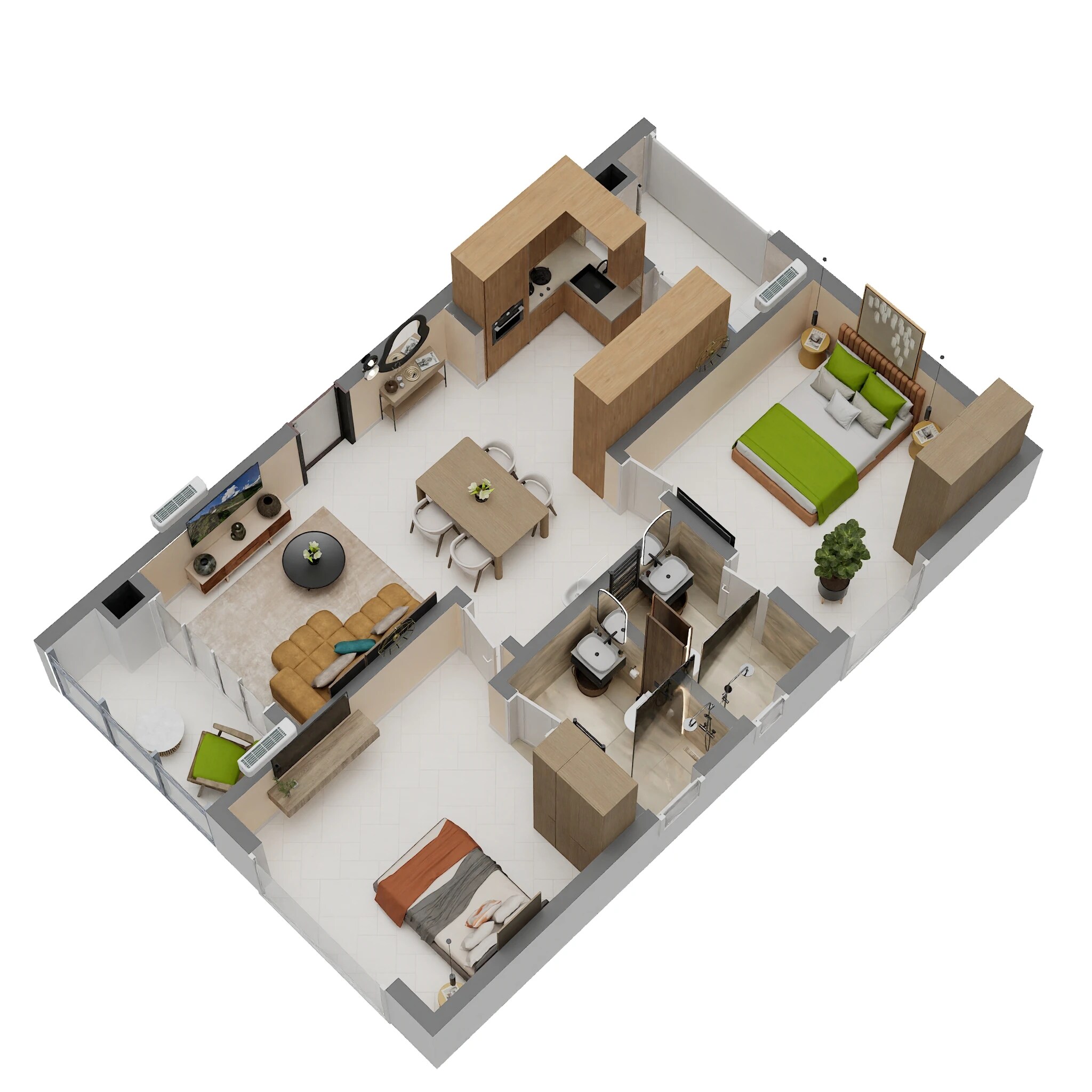 Floor plan of 2 BHK 1169 Sq. Ft. Apartment in Prestige Golden Grove, Hyderabad