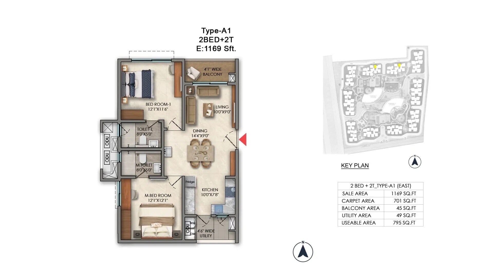 2 BHK 1169 Sq. Ft. Apartment