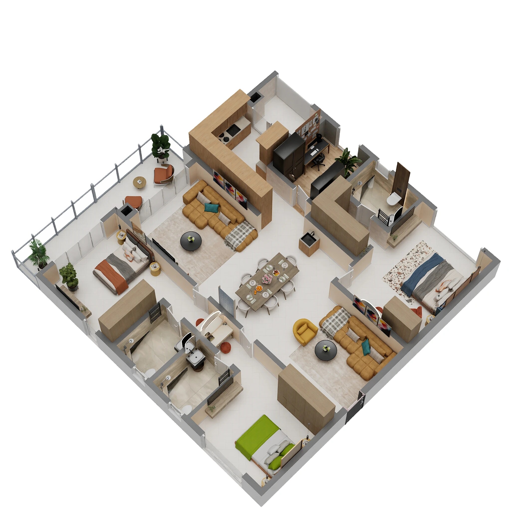 Floor plan of 3 BHK 2462 Sq. Ft. Apartment in Prestige Golden Grove, Hyderabad