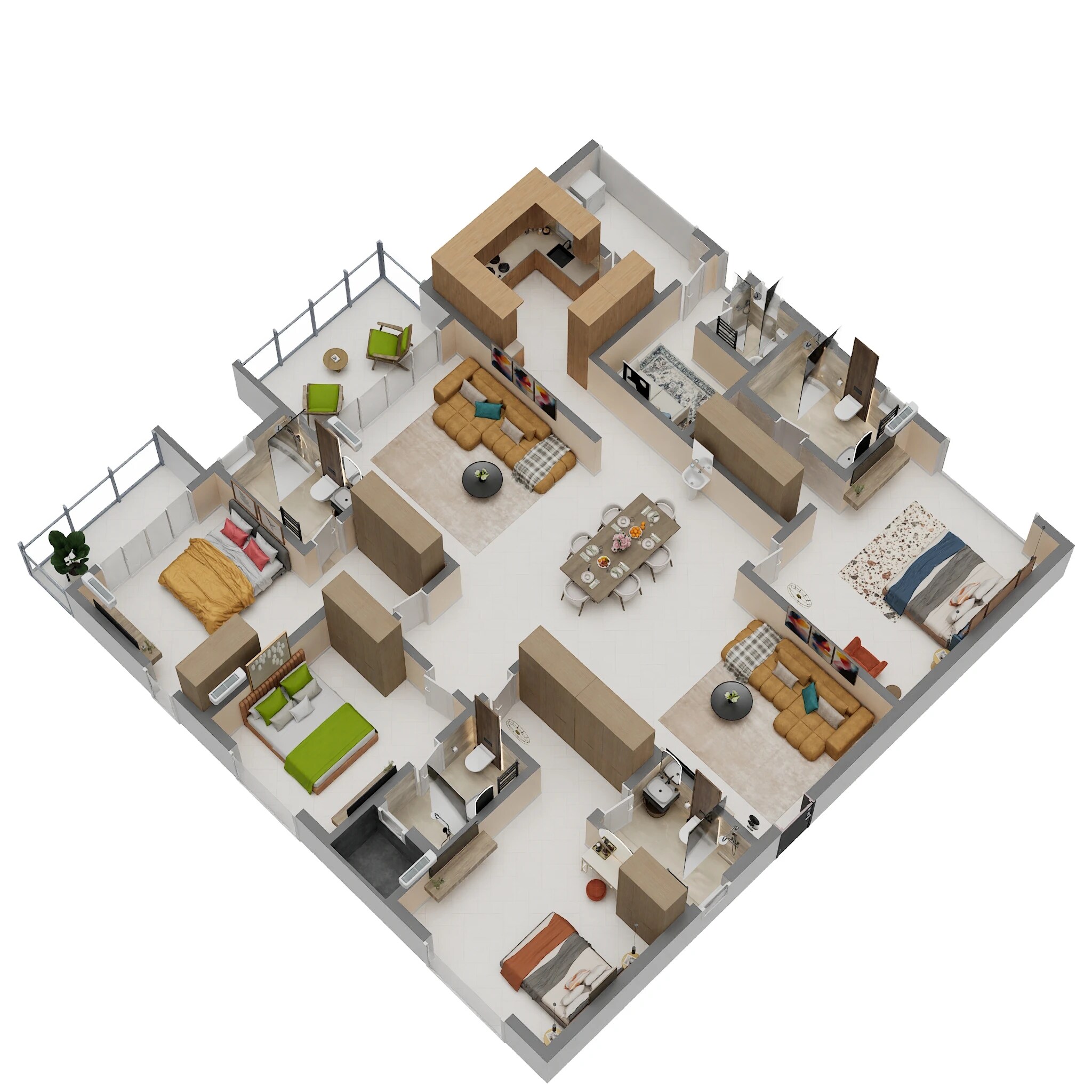 Floor plan of 4 BHK 3013 Sq. Ft. Apartment in Prestige Golden Grove, Hyderabad