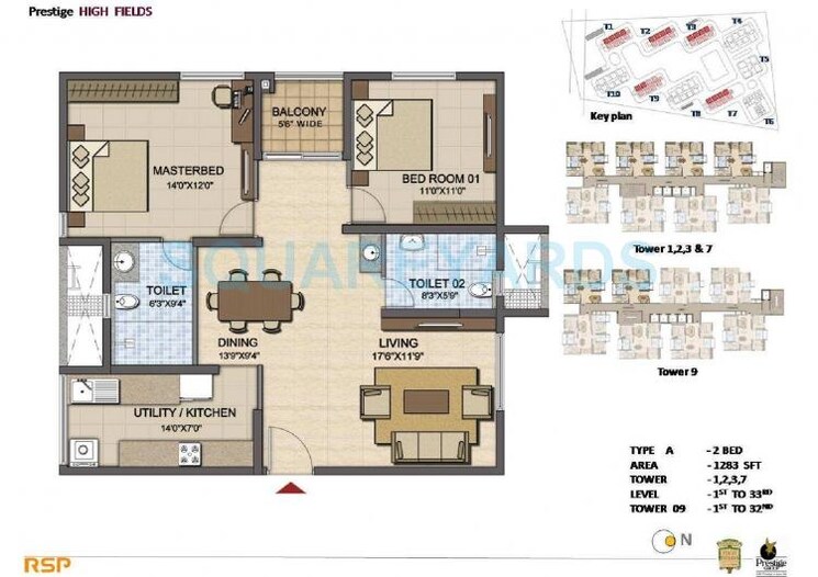 Other, prestige-high-fields 2 Bedroom 1284 Sq.Ft. Apartment In Gachibowli Hyderabad 8986028