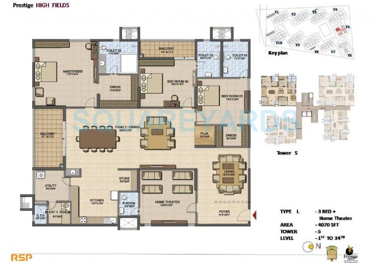 Prestige High Fields in Gachibowli, Hyderabad @ 1.00 Cr - Floor Plans ...