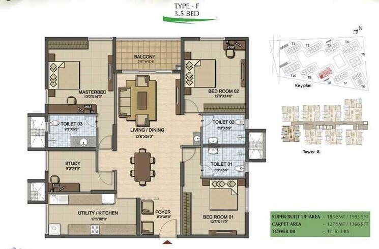 Other, prestige-high-fields-gachibowli 3 Bedroom 1913 Sq.Ft. Apartment In Financial District Hyderabad 9292003