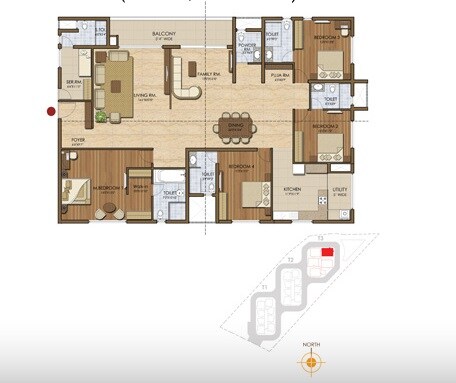 Floor plan of 4 BHK 3147 Sq. Ft. Apartment in Prestige Ivy League, Hyderabad