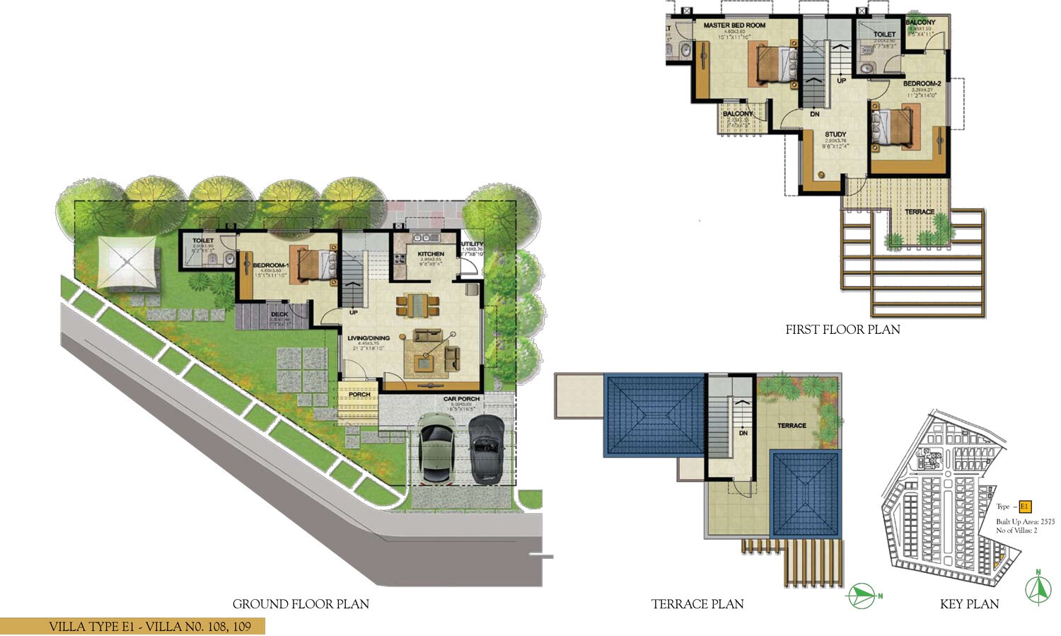 Floor plan of 3 BHK 2575 Sq. Ft. Villa in Prestige Royal Woods, Hyderabad