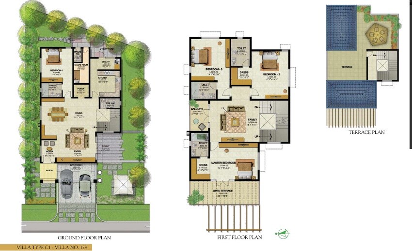 Floor plan of 4 BHK 4513 Sq. Ft. Villa in Prestige Royal Woods, Hyderabad