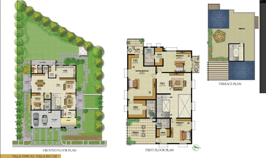 Floor plan of 4 BHK 5995 Sq. Ft. Villa in Prestige Royal Woods, Hyderabad