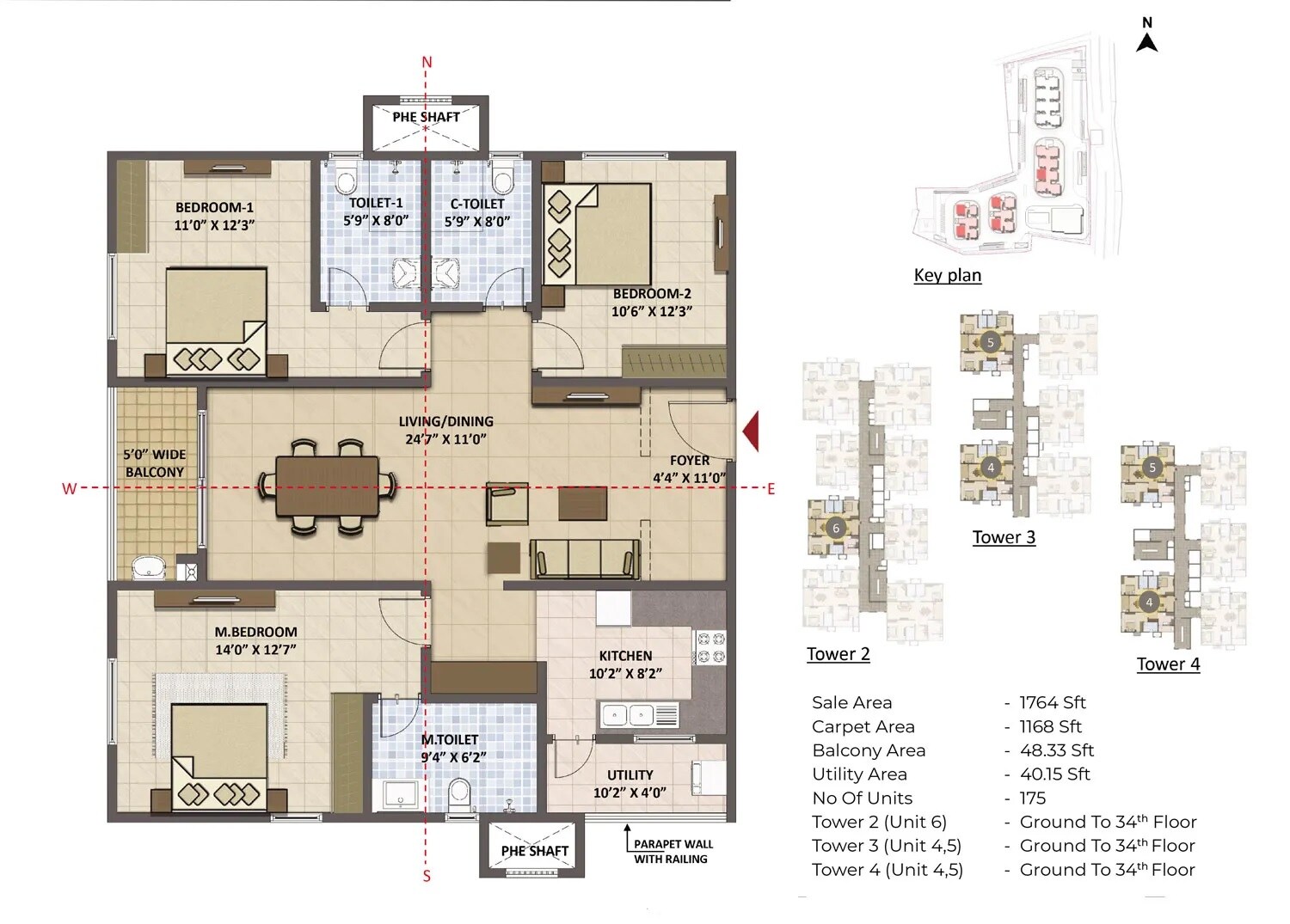  3 BHK Apartment at Prestige Tranquil, Kokapet – for Rent