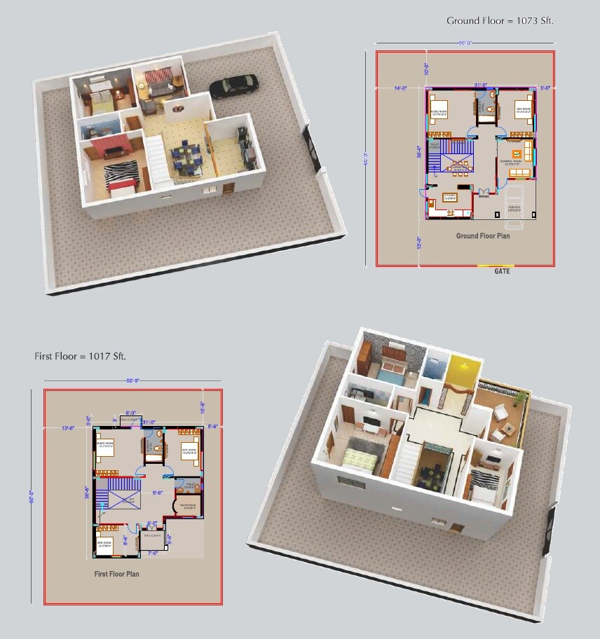 Floor plan of 3 BHK 2090 Sq. Ft. Villa in Pride India American Township Villas, Hyderabad