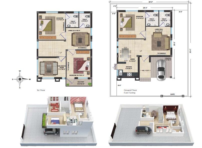 Floor plan of 3 BHK 1300 Sq. Ft. Villa in Pride My World, Hyderabad