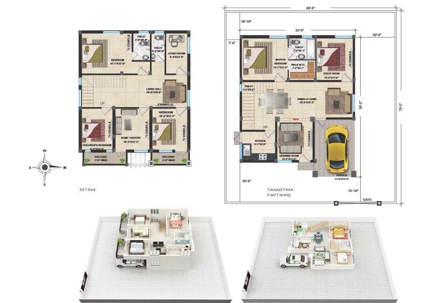Floor plan of 5 BHK 2540 Sq. Ft. Villa in Pride My World, Hyderabad