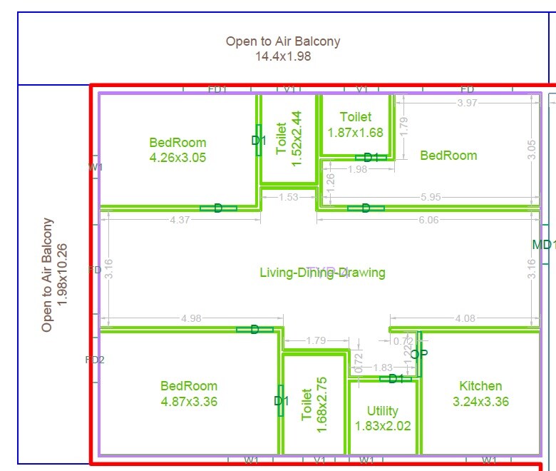 3 BHK 2374 Sq. Ft. Apartment