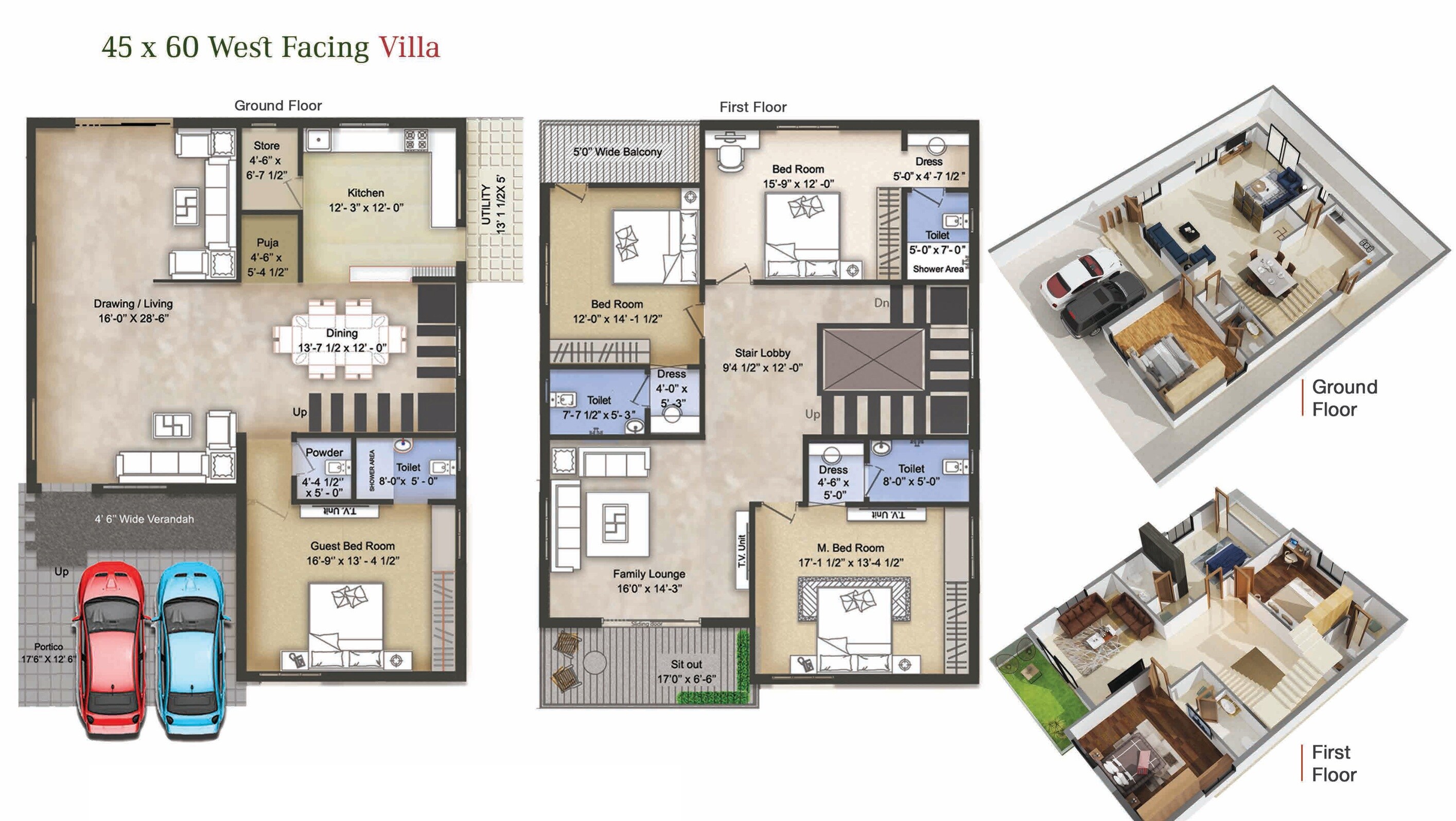 Floor plan of 4 BHK 3410 Sq. Ft. Villa in Prime Alpenia, Hyderabad