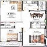 Floor plan of 2 BHK 1100 Sq. Ft. Apartment in PRK Rajender Residency, Hyderabad