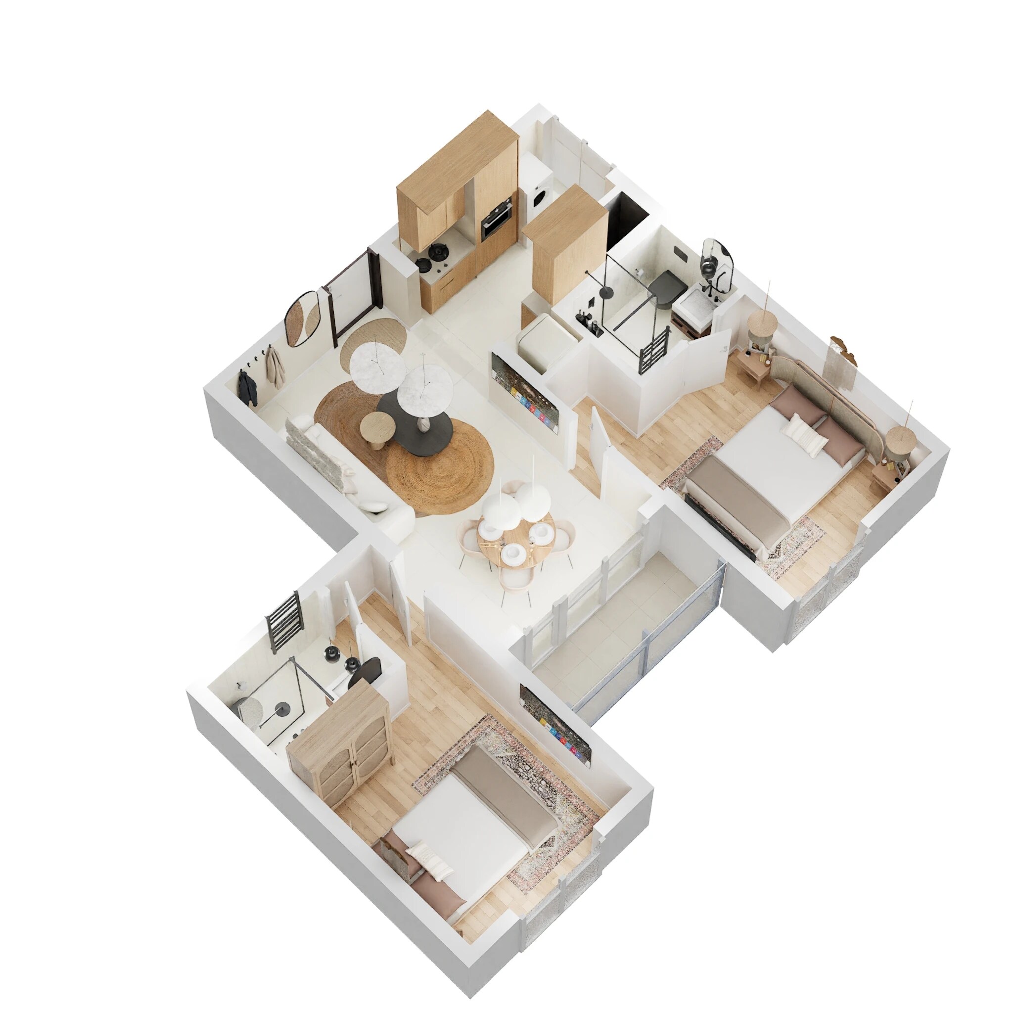 Floor plan of 2 BHK 980 Sq. Ft. Apartment in Provident The Pearl, Hyderabad