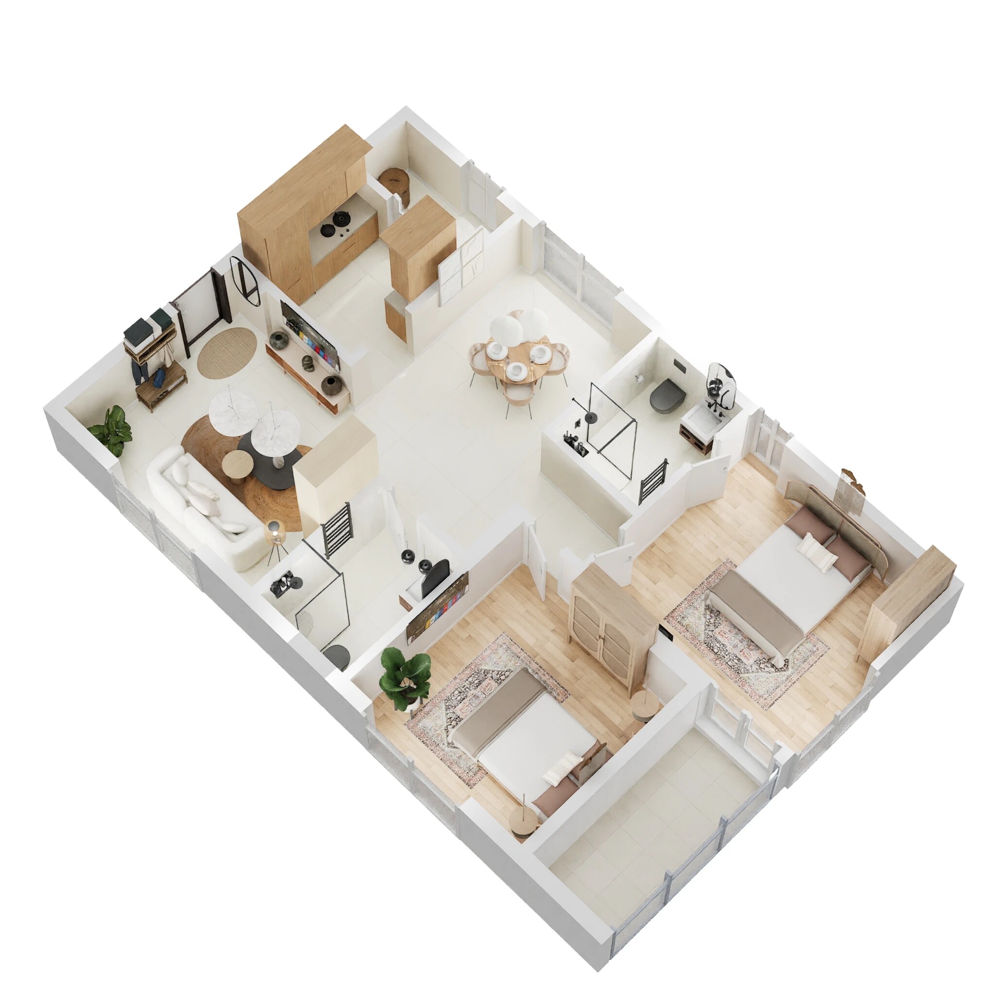 Floor plan of 2 BHK 930 Sq. Ft. Apartment in Provident The Pearl, Hyderabad
