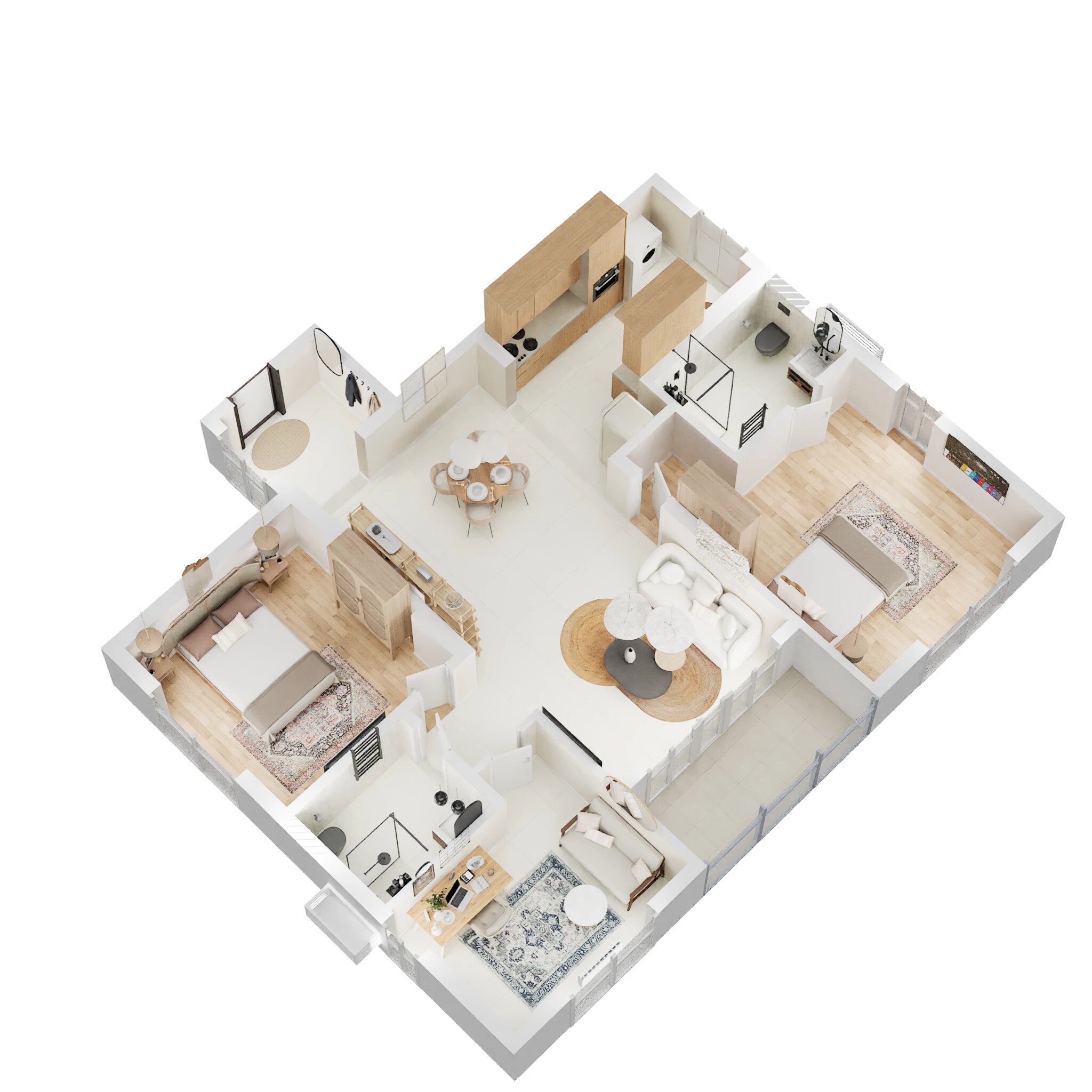 Floor plan of 3 BHK 1100 Sq. Ft. Apartment in Provident The Pearl, Hyderabad