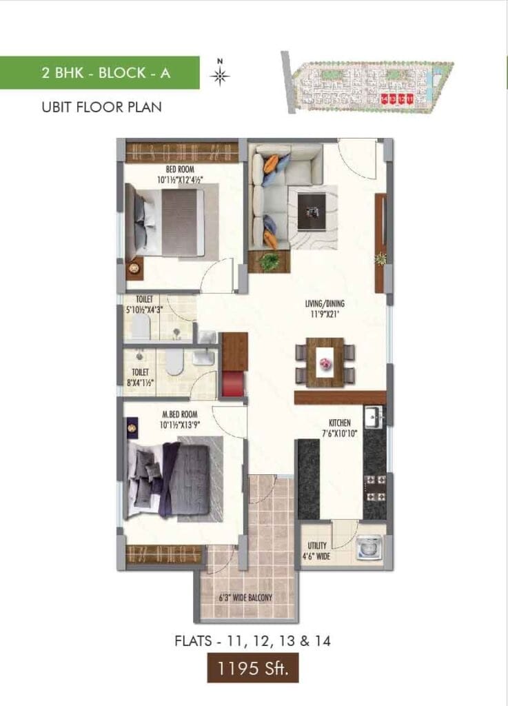 2 BHK 1195 Sq. Ft. Apartment