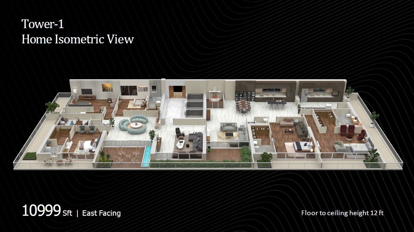 Floor plan of 5 BHK 10999 Sq. Ft. Apartment in Varma Capital 45, Hyderabad
