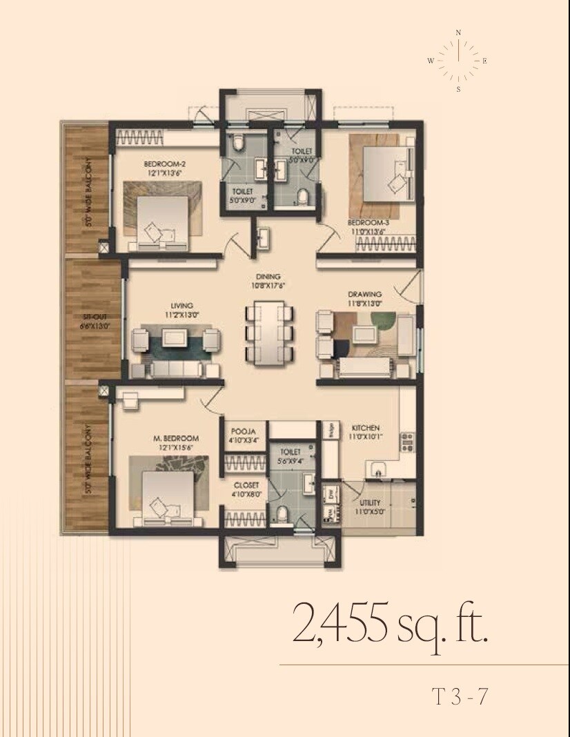 3 BHK 2454 Sq. Ft. Apartment