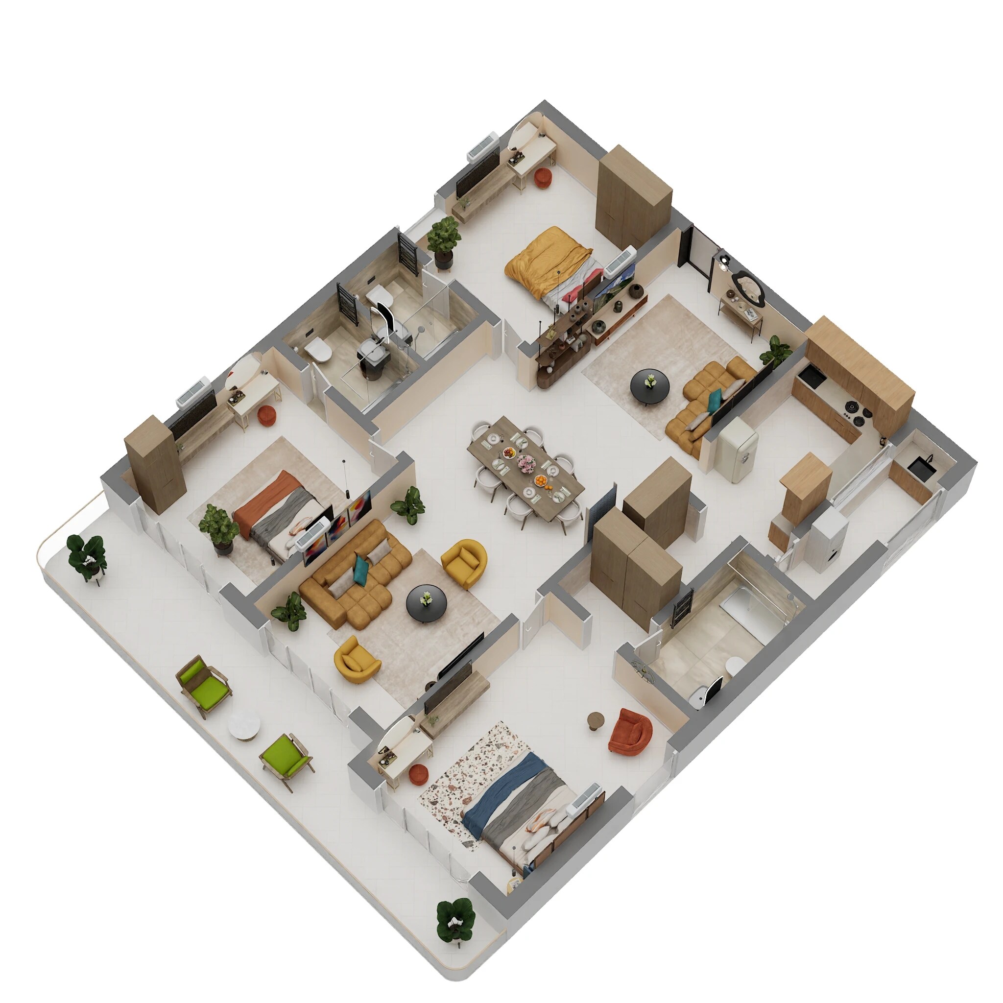 Floor plan of 3 BHK 2595 Sq. Ft. Apartment in Raghava Nova, Hyderabad