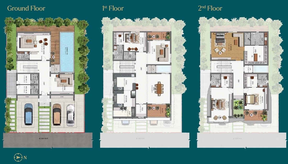 Floor plan of 4 BHK Villa - 6370 sq. ft. in Raghava Sage, Hyderabad