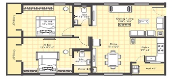 2 BHK 1260 Sq. Ft. Apartment in Raghavendras Mirra Panchajanya