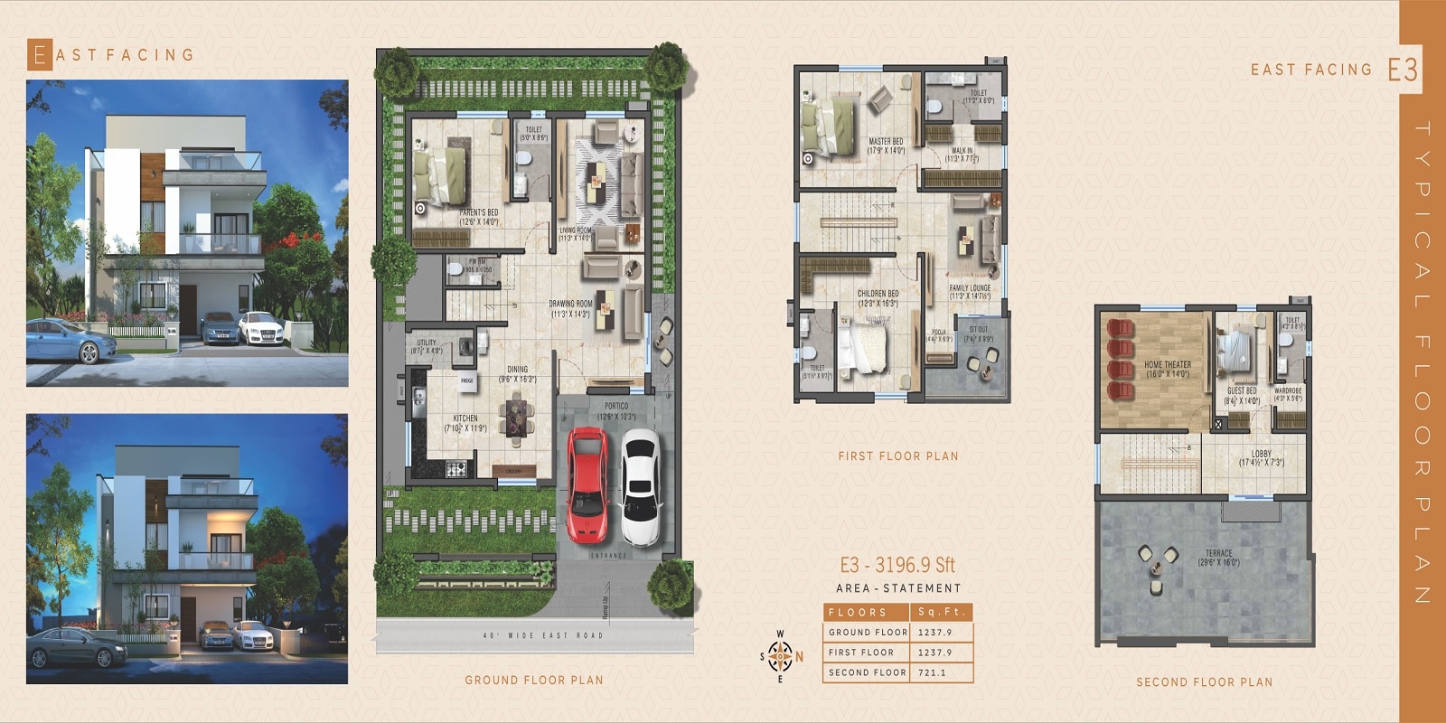Floor plan of 4 BHK 3197 Sq. Ft. Villa in Raghuram ACS Prime Villas, Hyderabad