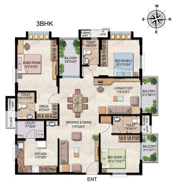  3 BHK Apartment at Raheja Vistas, Nacharam – for Rent