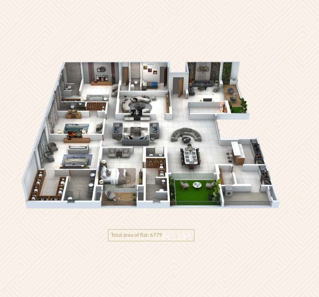 Floor plan of 4 BHK 6779 Sq. Ft. Apartment in Raichandani Eka One, Hyderabad