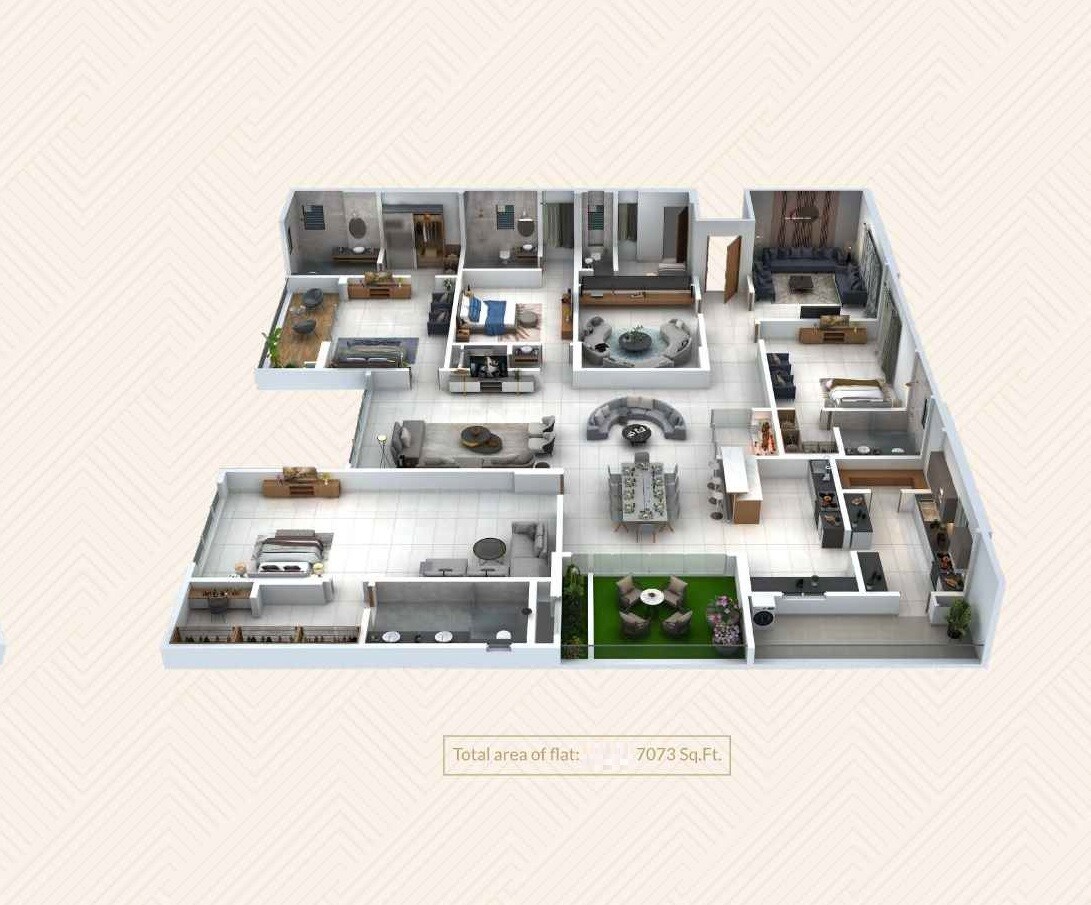 Floor plan of 4 BHK 7073 Sq. Ft. Apartment in Raichandani Eka One, Hyderabad