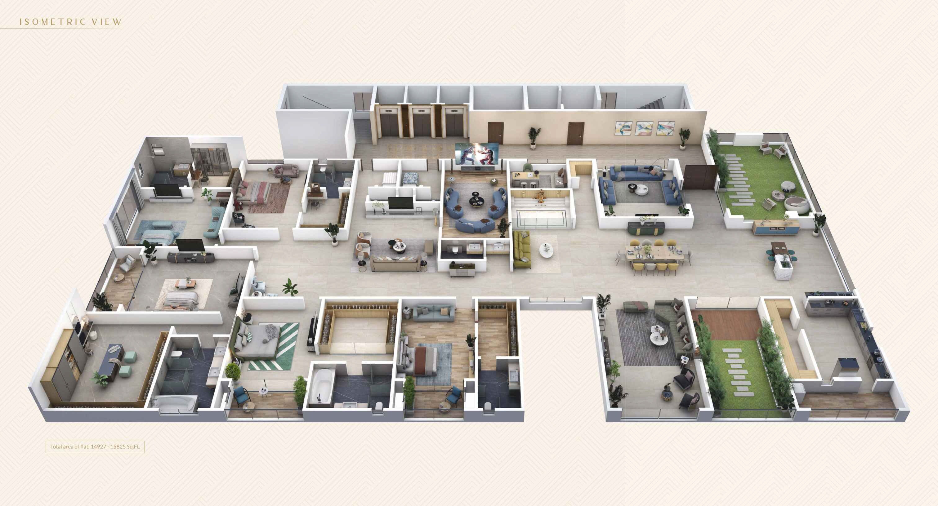 Floor plan of 5 BHK 14927 Sq. Ft. Apartment in Raichandani Eka One, Hyderabad