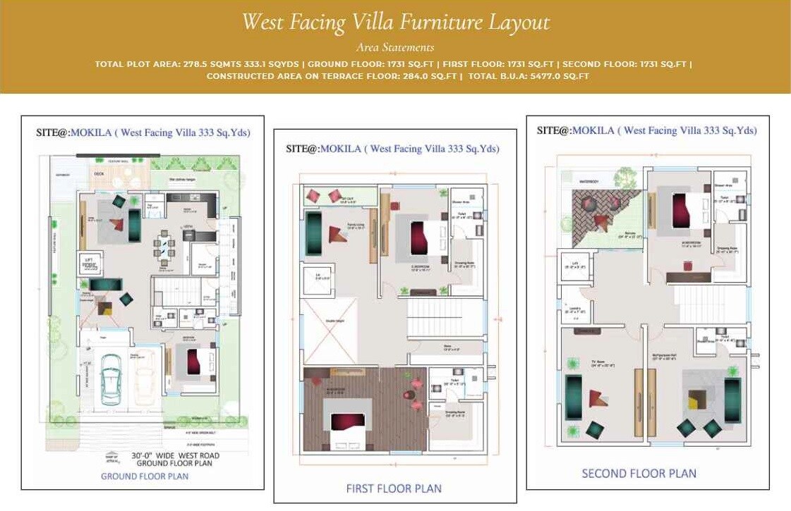 Floor plan of 4 BHK 5477 Sq. Ft. Villa in Raichandani Orchid, Hyderabad