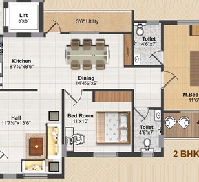 2 BHK 1287 Sq. Ft. Apartment in Rainbow Krishna Kuteer