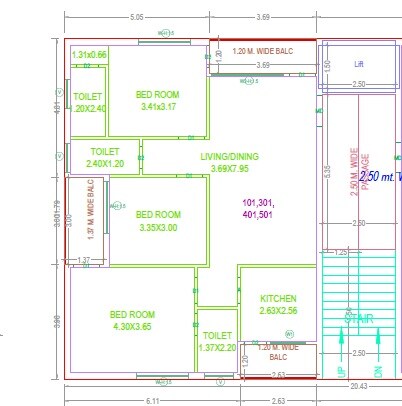 Floor plan of 3 BHK 1592 Sq. Ft. Apartment in Raja Rajeshwari Crystal Arcade, Hyderabad