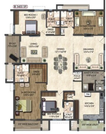  3 BHK Apartment at Rajapushpa Atria, Gachibowli – for Rent