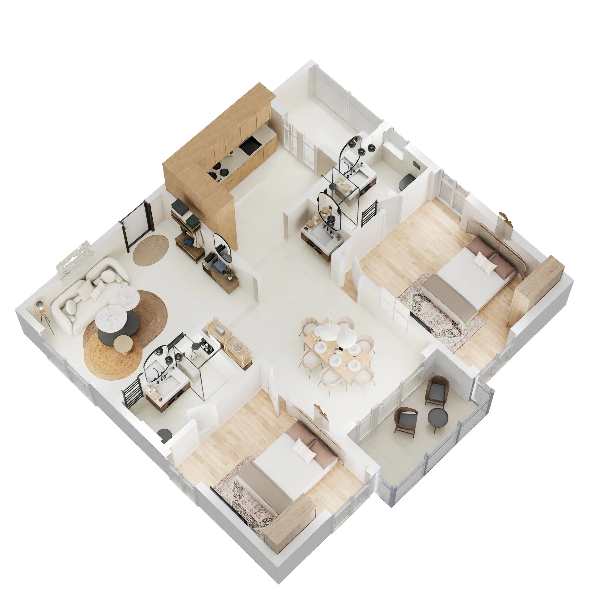Floor plan of 2 BHK 1350 Sq. Ft. Apartment in Rajapushpa Imperia, Hyderabad