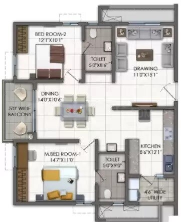 Other, rajapushpa-imperia 2 Bedroom 1350 Sq.Ft. Apartment In Tellapur Hyderabad 9887403